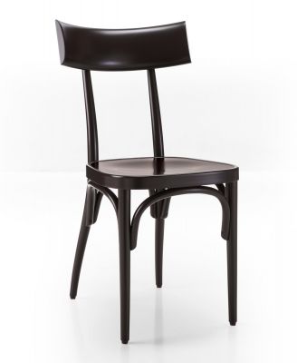 Dunkelbrauner Czech Stuhl von Wiener GTV Design mit gebogener Rückenlehne und Sitzfläche.